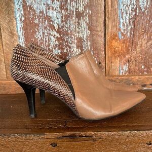 Anne Klein Tan Faux Snakeskin Yeppy Leather Bootie
